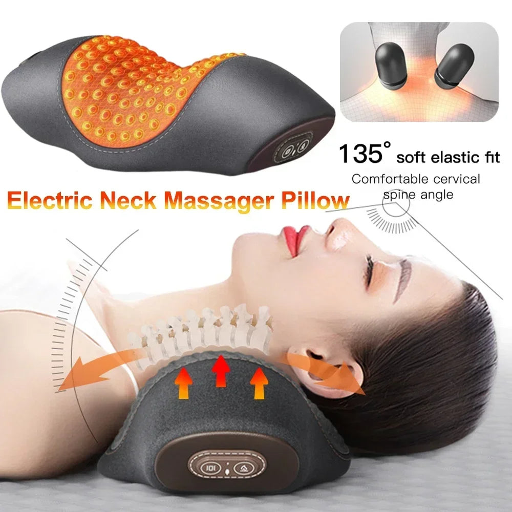 Electric Neck Massage Pillow – Deep Heat & Vibration Relief for Neck Pain